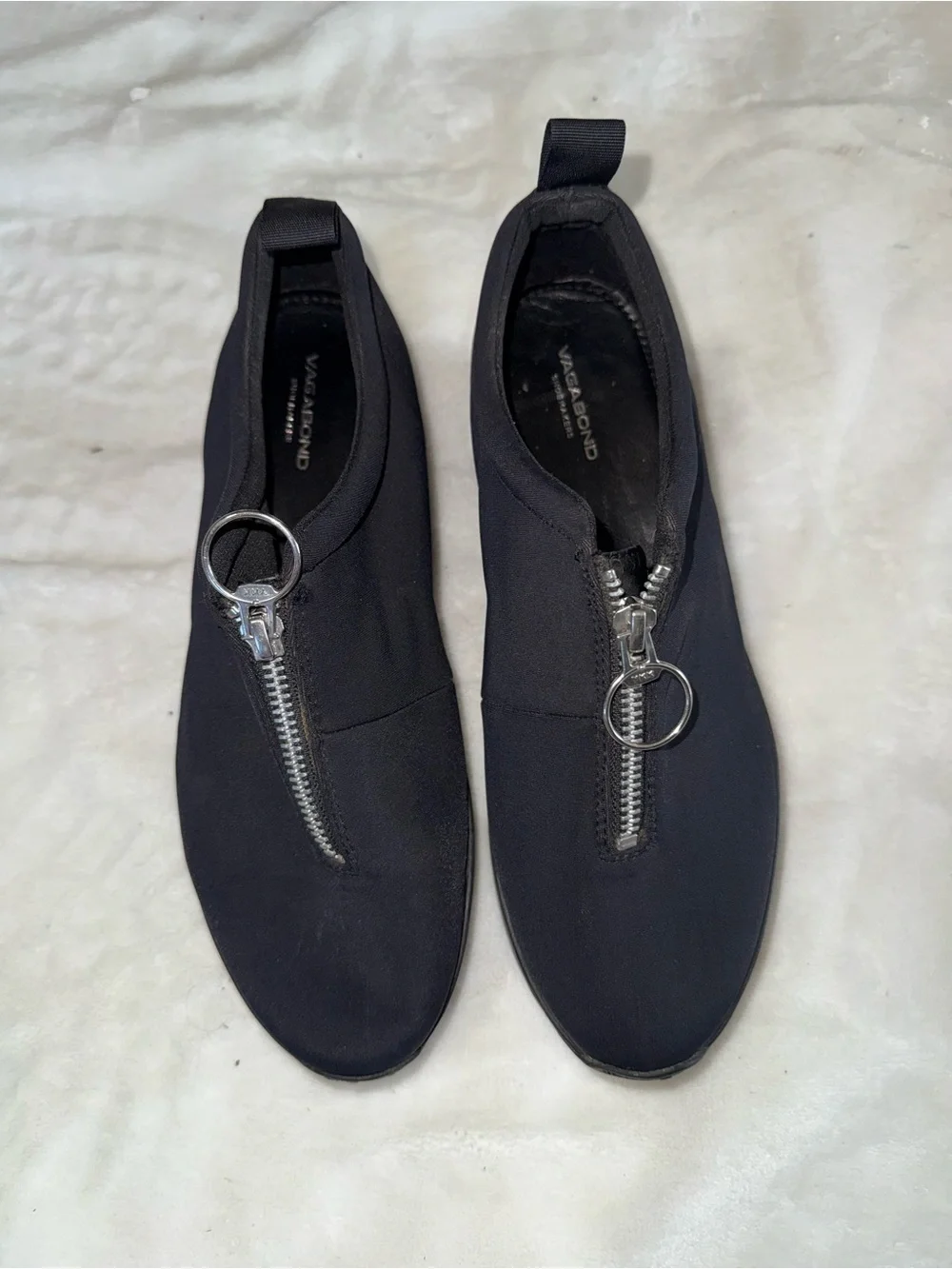 Vagabond Black Zip-Front Slip-On Shoes